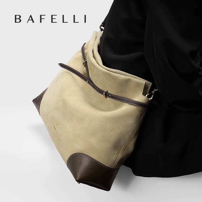 Genuine Suede Women's Bag Large Capacity Crossbody Underarm Tote for Commuting Multi-functional Hobo Bag