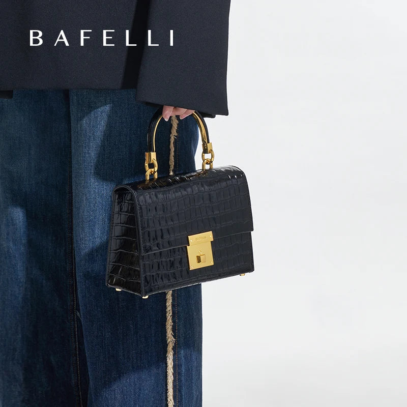 BAFELLI PURSE 2025 LUXURY BAG CROCODILE GRAIN LEATHER EVENING HANDBAG FASHION BUSINESS HANDLE CASUAL WOMEN FEMALE CROSSBODY