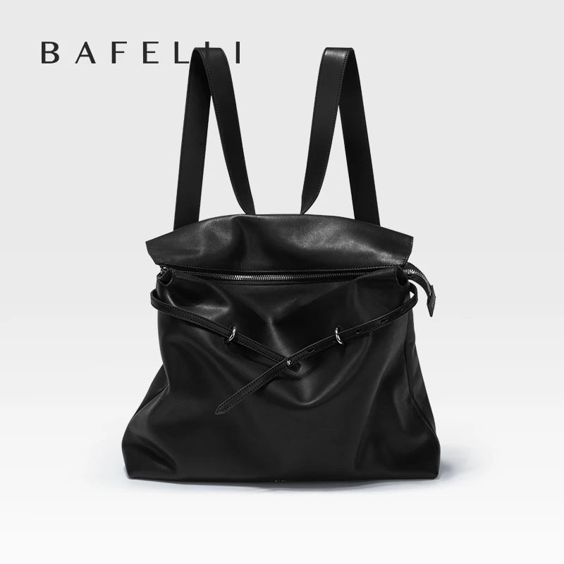 Designer Genuine Leather Backpack - Light Luxury Commuter Tote Bag for Women Authentic Crossbody Laptop Tote with Large Capacit