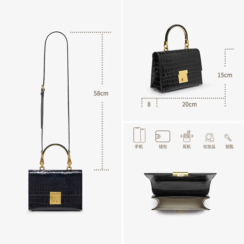 BAFELLI PURSE 2025 LUXURY BAG CROCODILE GRAIN LEATHER EVENING HANDBAG FASHION BUSINESS HANDLE CASUAL WOMEN FEMALE CROSSBODY