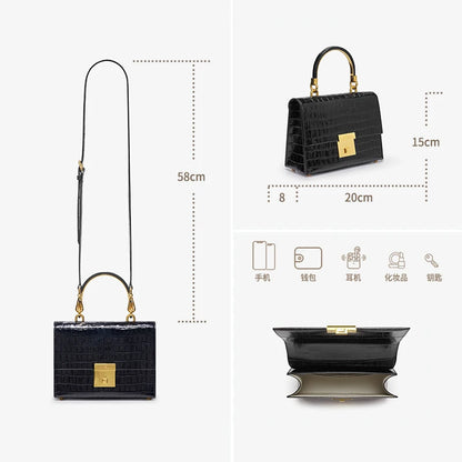 BAFELLI PURSE 2025 LUXURY BAG CROCODILE GRAIN LEATHER EVENING HANDBAG FASHION BUSINESS HANDLE CASUAL WOMEN FEMALE CROSSBODY