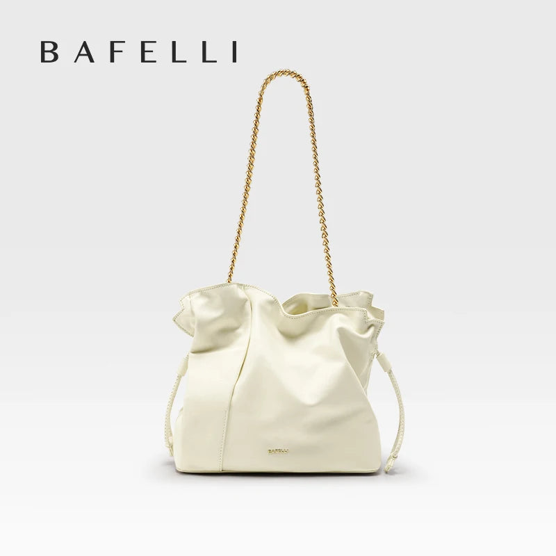 BAFELLI 2025 NEW WOMEN'S BAG LEATHER CASUAL BUCKET HANDBAGS FOR FEMALE TREND FASHION SHOPPER PURSE LUXURY BRAND SHOULDER