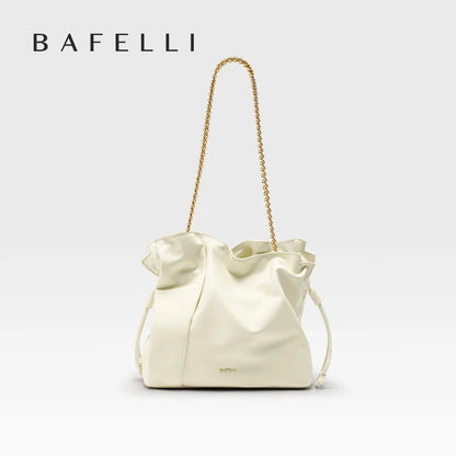 BAFELLI 2025 NEW WOMEN'S BAG LEATHER CASUAL BUCKET HANDBAGS FOR FEMALE TREND FASHION SHOPPER PURSE LUXURY BRAND SHOULDER