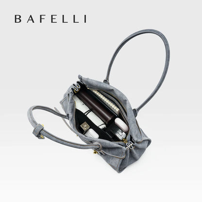 Bafeili SS26 Genuine Leather Tote - Women's Crossbody Denim Satchel Boston Bag Hybrid for Commuting & Handheld