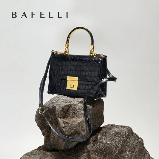 BAFELLI PURSE 2025 LUXURY BAG CROCODILE GRAIN LEATHER EVENING HANDBAG FASHION BUSINESS HANDLE CASUAL WOMEN FEMALE CROSSBODY