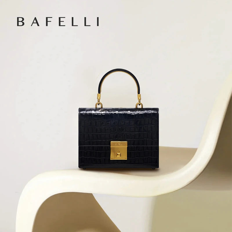BAFELLI PURSE 2025 LUXURY BAG CROCODILE GRAIN LEATHER EVENING HANDBAG FASHION BUSINESS HANDLE CASUAL WOMEN FEMALE CROSSBODY