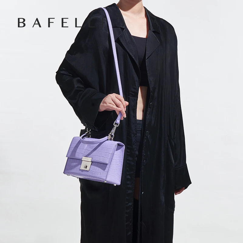 BAFELLI PURSE 2025 LUXURY BAG CROCODILE GRAIN LEATHER EVENING HANDBAG FASHION BUSINESS HANDLE CASUAL WOMEN FEMALE CROSSBODY