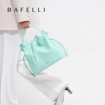 BAFELLI 2025 NEW WOMEN'S BAG LEATHER CASUAL BUCKET HANDBAGS FOR FEMALE TREND FASHION SHOPPER PURSE LUXURY BRAND SHOULDER
