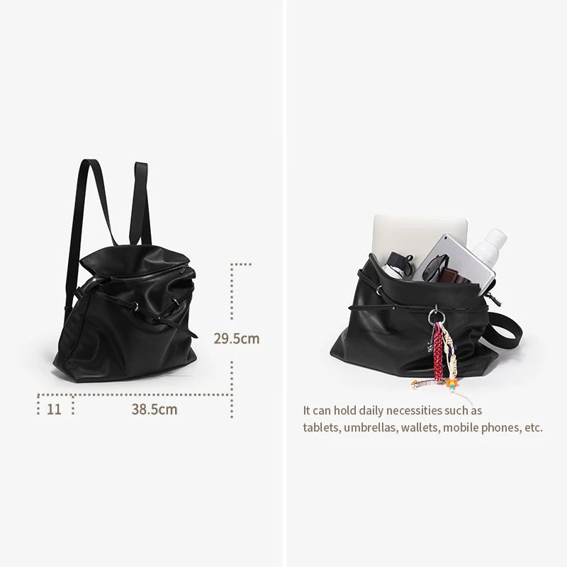 Designer Genuine Leather Backpack - Light Luxury Commuter Tote Bag for Women Authentic Crossbody Laptop Tote with Large Capacit