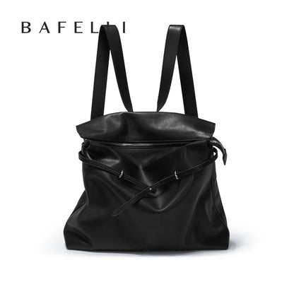 Designer Genuine Leather Backpack - Light Luxury Commuter Tote Bag for Women Authentic Crossbody Laptop Tote with Large Capacit