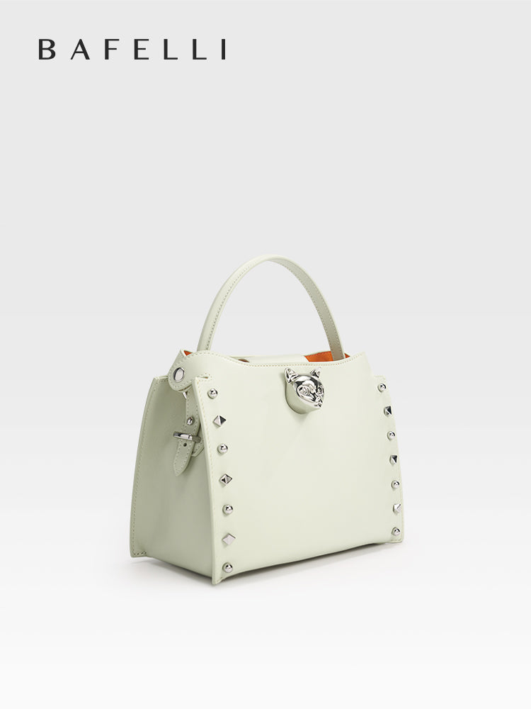 Beige top-grain cowhide leather shoulder bag with a chain strap, perfect for everyday styling — BA-2410P0959-12_05_front-side-2.jpg
