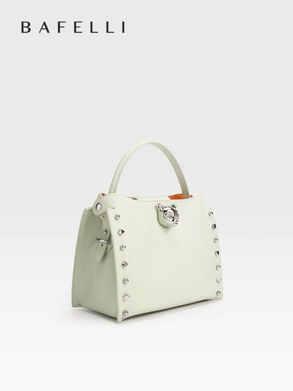 Beige top-grain cowhide leather shoulder bag with a chain strap, perfect for everyday styling — BA-2410P0959-12_05_front-side-2.jpg