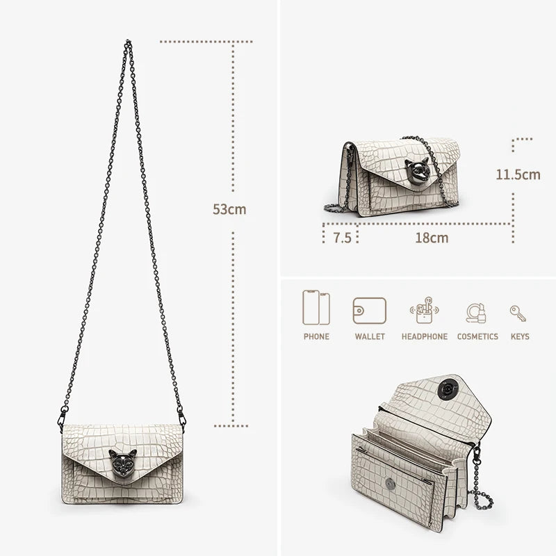 BAFELLI 2025 NEW WOMEN'S BAG FASHION TREND CLUTCH CAT CORSSBODY HANDBAGS LUXURY BRAND DESIGNER SHORTY CHAIN BUY SEPARATELY