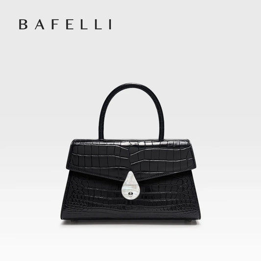 Luxury Genuine Leather Women's Handbag Bafelli Crocodile Pattern Shoulder Bag & Crossbody Purse Stylish Versatile Designer Bag