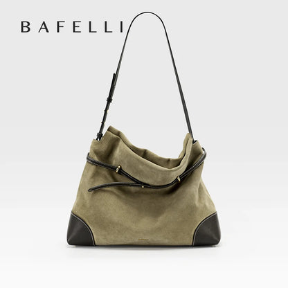 Genuine Suede Women's Bag Large Capacity Crossbody Underarm Tote for Commuting Multi-functional Hobo Bag