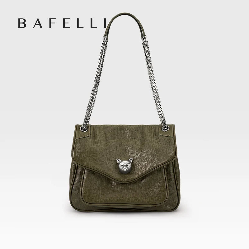 BAFELLI Trendy Chained Tote Bag for Women, Soft Leather Crossbody & Shoulder Bag, Chic Luxury Handbag