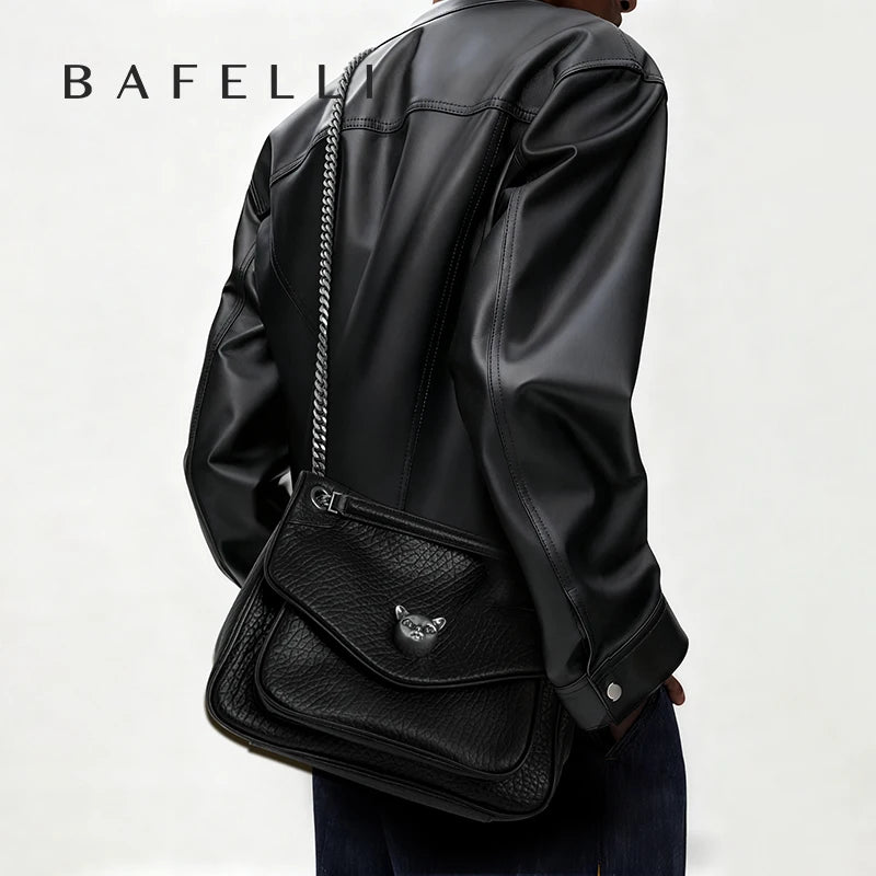 BAFELLI Trendy Chained Tote Bag for Women, Soft Leather Crossbody & Shoulder Bag, Chic Luxury Handbag