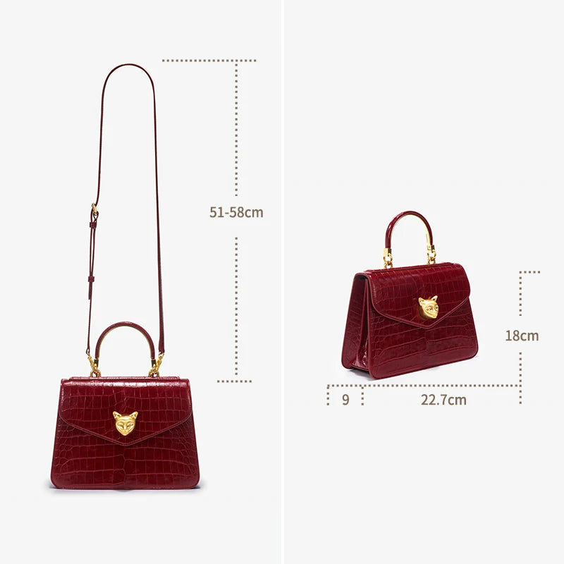2025 BAFELLI CAT WOMEN'S NEW CROCODILE PATTERN LEATHER FASHION HANDBAG STYLISH BUSINESS FEMALE LEATHER LUXURY BRAND OL PURSE