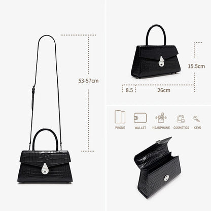 Luxury Genuine Leather Women's Handbag Bafelli Crocodile Pattern Shoulder Bag & Crossbody Purse Stylish Versatile Designer Bag