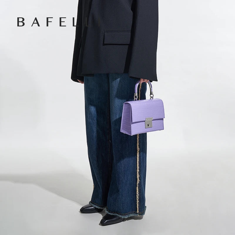 BAFELLI PURSE 2025 LUXURY BAG CROCODILE GRAIN LEATHER EVENING HANDBAG FASHION BUSINESS HANDLE CASUAL WOMEN FEMALE CROSSBODY