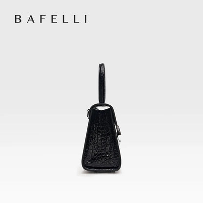 Luxury Genuine Leather Women's Handbag Bafelli Crocodile Pattern Shoulder Bag & Crossbody Purse Stylish Versatile Designer Bag