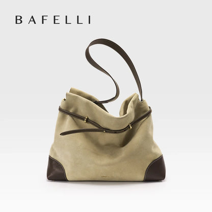 Genuine Suede Women's Bag Large Capacity Crossbody Underarm Tote for Commuting Multi-functional Hobo Bag