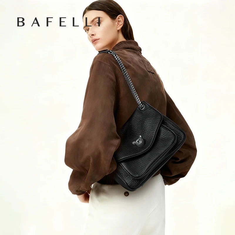 BAFELLI Trendy Chained Tote Bag for Women, Soft Leather Crossbody & Shoulder Bag, Chic Luxury Handbag