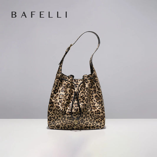 BAFELLI WOMEN'S NEW BAGS LUXURY FASHION LEATHER HANDBAGS 2025 HIGH QUALITY DESIGNER BRAND CAPACITY LADIES SHOULDER LEOPARD PRINT